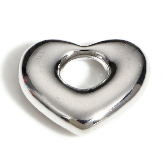 Picture of Zinc Based Alloy Valentine's Day Charms Silver Tone Heart 18mm x 16mm, 10 PCs