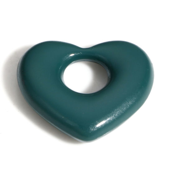 Picture of Zinc Based Alloy Valentine's Day Charms Dark Green Heart Painted 18mm x 16mm, 10 PCs