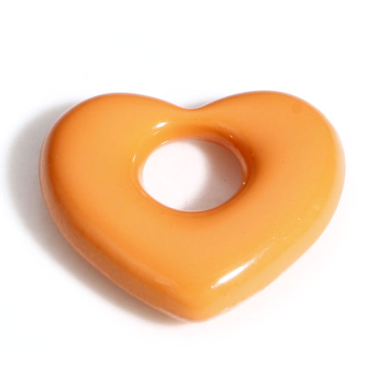 Picture of Zinc Based Alloy Valentine's Day Charms Orange Heart Painted 18mm x 16mm, 10 PCs