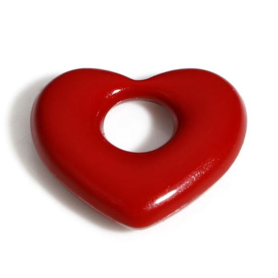 Picture of Zinc Based Alloy Valentine's Day Charms Red Heart Painted 18mm x 16mm, 10 PCs