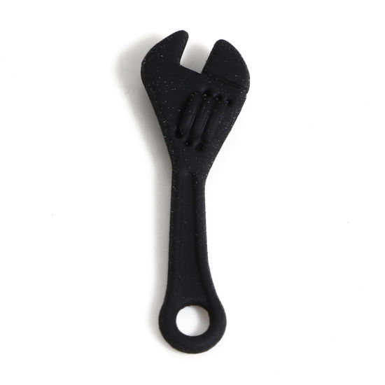 Picture of Zinc Based Alloy Charms Black Wrench Tools 3D 24mm x 7mm, 10 PCs