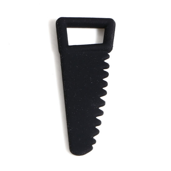 Picture of Zinc Based Alloy Charms Black Saw Tools 3D 24mm x 9mm, 10 PCs