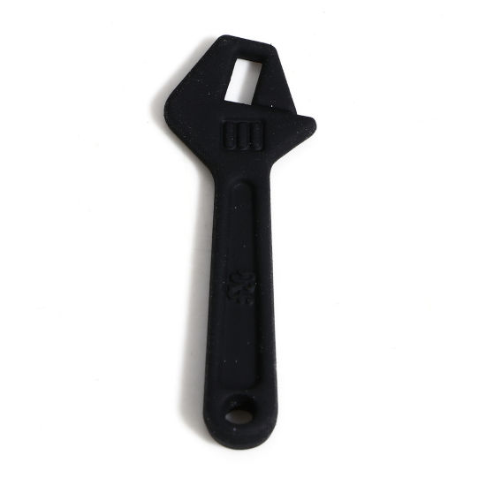 Picture of Zinc Based Alloy Pendants Black Wrench Tools 3D 4cm x 1.3cm, 10 PCs