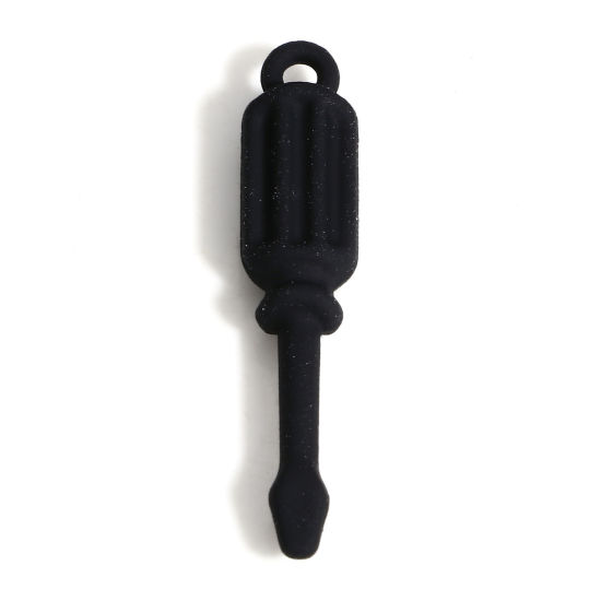 Picture of Zinc Based Alloy Pendants Black Screwdriver Tools 3D 3.1cm x 0.6cm, 10 PCs