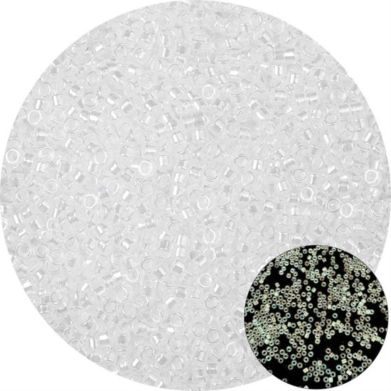 Image de Perles de Rocailles en Verre Rocailles Rondes Blanc Brille dans le Noir Lumineux Env. 2.5mm Dia., Trou: Env. 1mm, 10 Grammes (Env. 70 Pcs/Gramme)