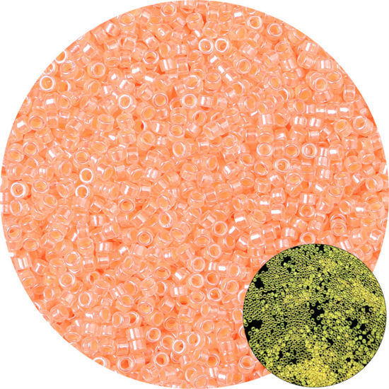 Image de Perles de Rocailles en Verre Rocailles Rondes Orange Brille dans le Noir Lumineux Env. 2.5mm Dia., Trou: Env. 1mm, 10 Grammes (Env. 70 Pcs/Gramme)