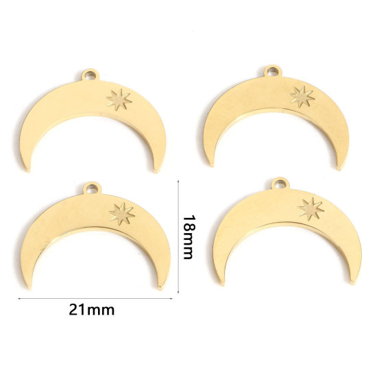 Изображение 1 ШТ Экологичное вакуумное PVD-покрытие 316L Нержавеющая сталь галактика Подвески Луна половина 18K настоящее золото с покрытием Звезда 21мм x 18мм