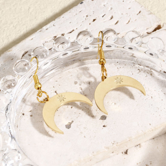 Изображение 1 ШТ Экологичное вакуумное PVD-покрытие 316L Нержавеющая сталь галактика Подвески Луна половина 18K настоящее золото с покрытием Звезда 21мм x 18мм