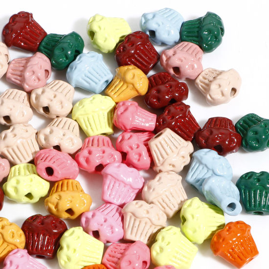 Immagine di Lega di Zinco Perline per la Creazione di Gioielli con Ciondoli Fai-da-te A Colori Misti Casuali Torta Smalto Circa 10mm x 9.5mm, Foro:Circa 2mm, 10 Pz