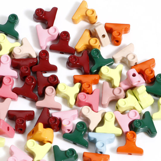 Immagine di Lega di Zinco Perline per la Creazione di Gioielli con Ciondoli Fai-da-te A Colori Misti Casuali Clip Smalto Circa 10mm x 8mm, Foro:Circa 1.2mm, 10 Pz