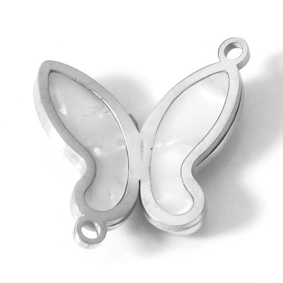 Bild von 304 Edelstahl Insekt Charms Schmetterling Silberfarbe Muschelschale 18mm x 17mm, 1 Stück