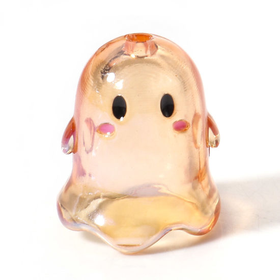 Bild von Acryl Perlen für die DIY-Schmuckherstellung Orange Halloween Elfe Transparent ca. 17mm x 15mm, Loch:ca. 1.8mm, 5 Stück