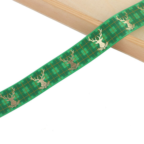 Picture of Polyester Christmas Satin Ribbon Green 2.5cm, 1 Roll (Approx 5 Yards/Roll)