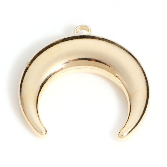 Bild von Messing Galaxis Charms 18K Echtgold plattiert Halbmond Doppelhorn 18mm x 18mm, 2 Stück