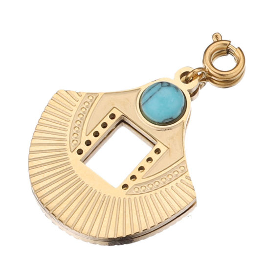 Изображение 304 Нержавеющая Сталь & Полудрагоценный Камень Клип На Подвески для марочных браслеты шарма В формевеер 18K позолоченный Болотный 18мм x 16мм, 1 ШТ