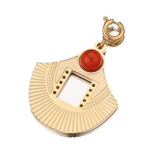 Изображение 304 Нержавеющая Сталь & Полудрагоценный Камень Клип На Подвески для марочных браслеты шарма В формевеер 18K позолоченный Красный 18мм x 16мм, 1 ШТ