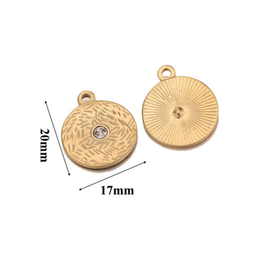 Picture of 304 Stainless Steel Disc Charms 18K Gold Plated Round 20mm x 17mm, 1 Piece