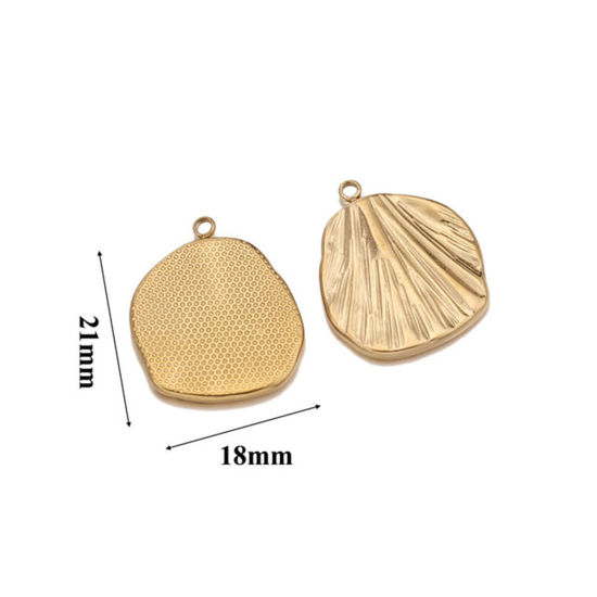 Picture of 304 Stainless Steel Disc Charms 18K Gold Plated Round 21mm x 18mm, 1 Piece