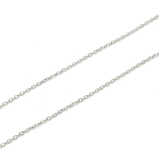 Imagen de 304 Acero Inoxidable Rollo Cadena Para Accesorios Hechos a Mano para Hacer Joyas Tono de Plata 2x1.7mm, 1 Rollo (Aprox 3 M/Rollo)