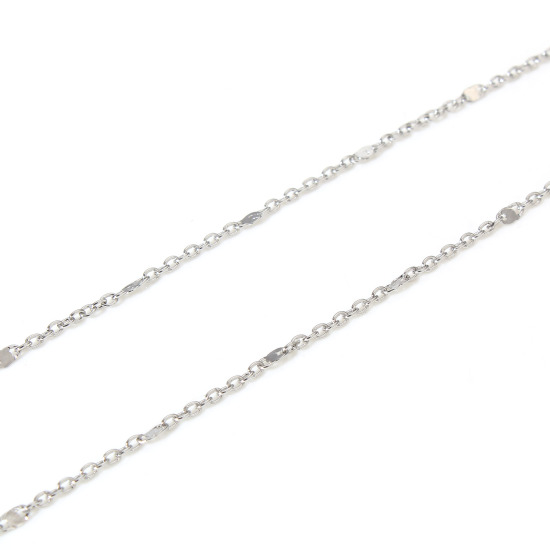 Imagen de 304 Acero Inoxidable Cable Cadena Cruz Para Accesorios Hechos a Mano para Hacer Joyas Tono de Plata 1.6mm, 1 Rollo (Aprox 3 M/Rollo)