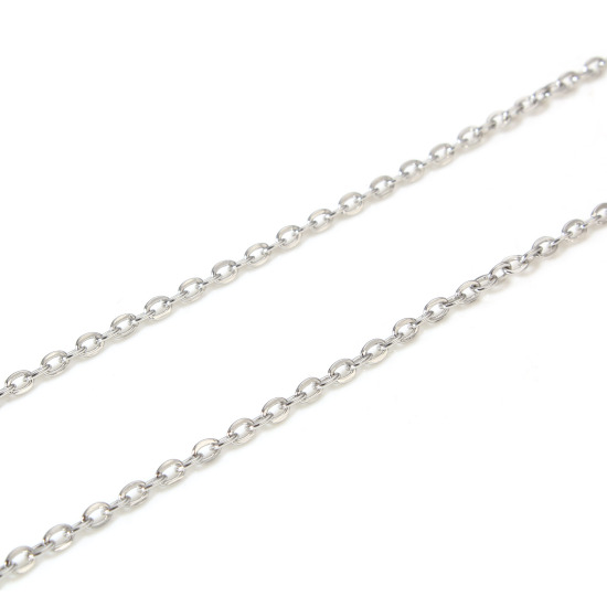 Imagen de 304 Acero Inoxidable Cable Cadena Cruz Para Accesorios Hechos a Mano para Hacer Joyas Tono de Plata 2.4mm, 1 Rollo (Aprox 3 M/Rollo)