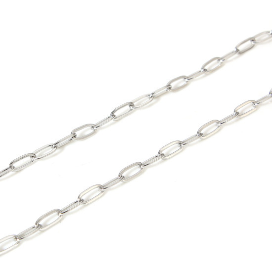 Imagen de 304 Acero Inoxidable Catena di Fermagli Para Accesorios Hechos a Mano para Hacer Joyas Tono de Plata 8x3mm, 1 Rollo (Aprox 3 M/Rollo)