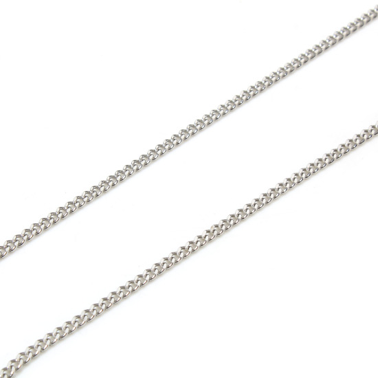 Picture of 304 Stainless Steel Curb Link Chain For Handmade DIY Jewelry Making Findings Silver Tone 3x2.2mm, 1 Roll (Approx 3 M/Roll)