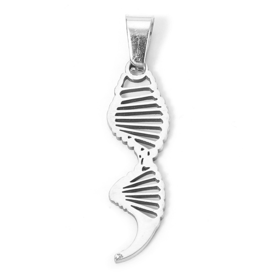 Picture of 304 Stainless Steel Stylish Pendants Silver Tone Chemical Formula 3cm x 0.9cm, 1 Piece