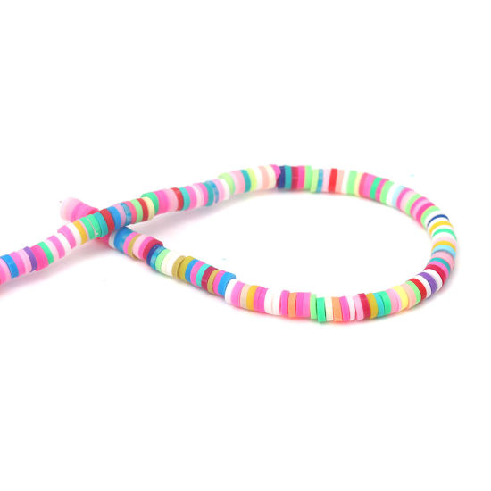 Image de 3 Enfilades (Env. 330 - 350 PCs/Enfilade) Perles Heishi Katsuki en Pâte Polymère Rond Couleur Mélangée Au Hasard 3mm Dia, Taille de Trou: 1mm, 40.5cm - 40cm long