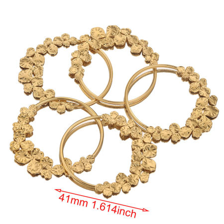Bild von 304 Edelstahl Charms 18K Gold plattiert Blumenrattan 4.1cm D., 1 Stück