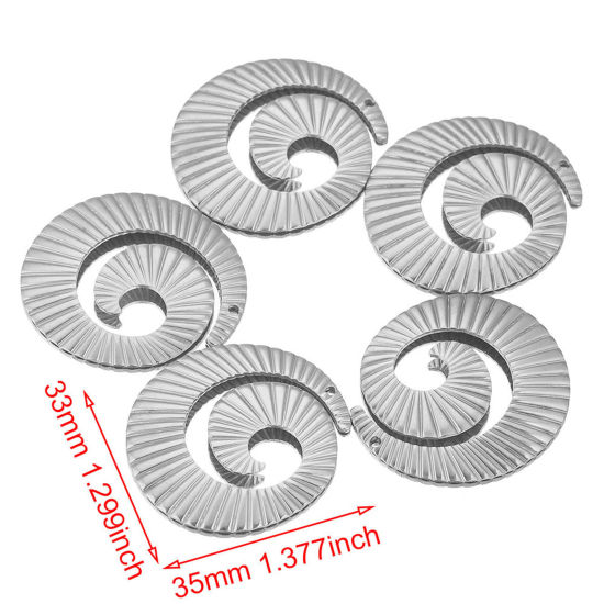 Image de Breloques en 304 Acier Inoxydable Argent Mat Spiral 35mm x 33mm , 1 Pièce