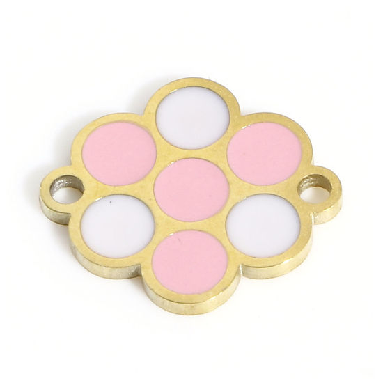 Immagine di 2 Pz Placcatura Sottovuoto PVD Ecologica 316 Acciaio inossidabile Collezione Flora Ciondoli 18K Vero Oro Placcato Fiore Smalto 12.5mm x 11mm