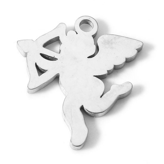 Bild von 304 Edelstahl Charms Amor Silberfarbe 19mm x 16mm, 5 Stück