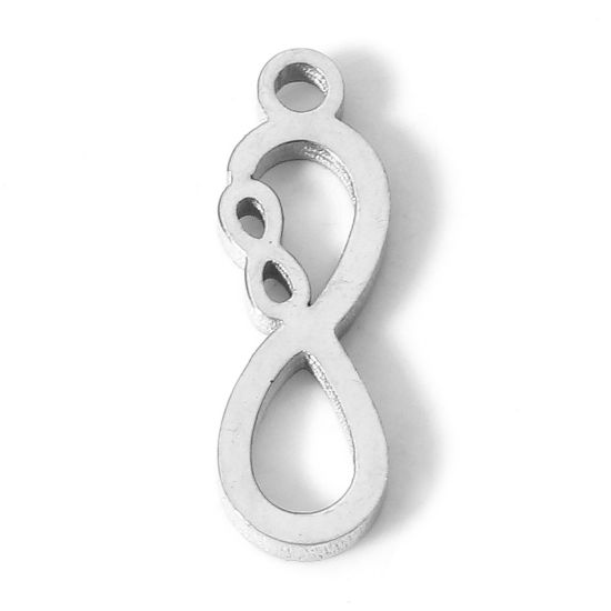 Image de Breloques en 304 Acier Inoxydable Symbole"Infini" Argent Mat 15mm x 5mm , 5 Pcs