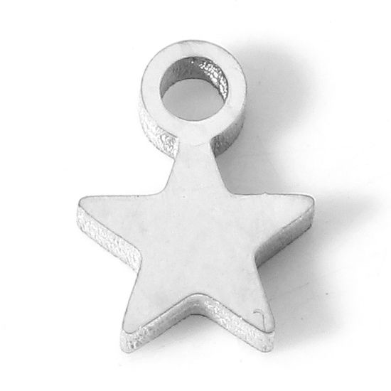 Bild von 304 Edelstahl Galaxis Charms Pentagramm Stern Silberfarbe 7mm x 5.5mm, 5 Stück