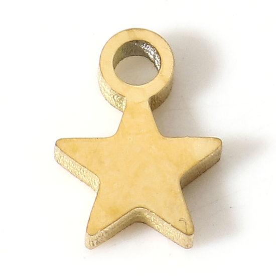 Bild von 5 Stück Vakuumbeschichtung 304 Edelstahl Galaxis Charms Pentagramm Stern Vergoldet 7mm x 5.5mm