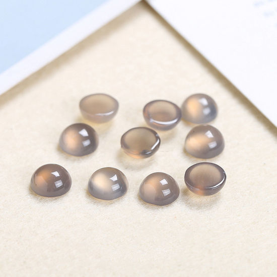 Picture of (Grade A) Agate ( Natural ) Dome Seals Cabochon Round Brown 12mm Dia., 5 PCs