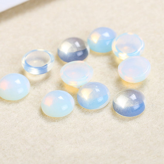 Picture of (Grade C) Opal ( Synthetic ) Dome Seals Cabochon Round Transparent Clear 12mm Dia., 5 PCs