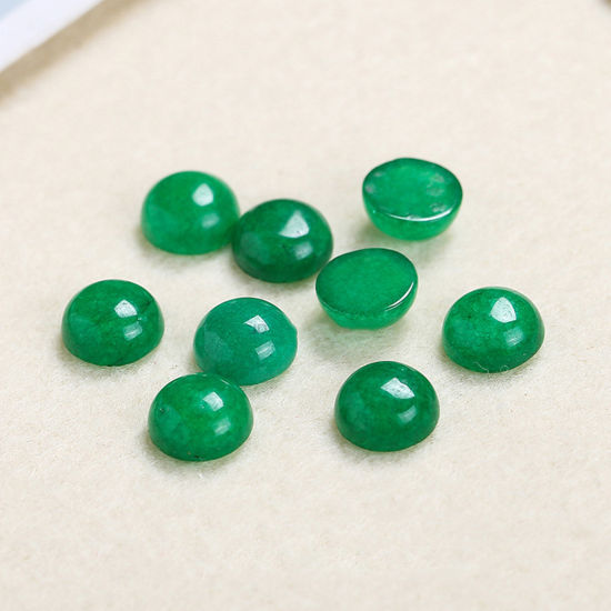 Picture of (Grade A) Chalcedony ( Natural ) Dome Seals Cabochon Round Green 14mm Dia., 5 PCs