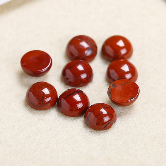 Picture of (Grade A) Stone ( Natural ) Dome Seals Cabochon Round Red 14mm Dia., 5 PCs