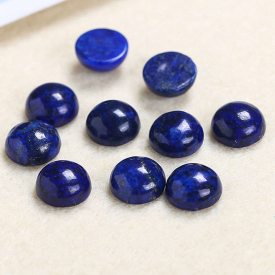 Picture of (Grade A) Lapis Lazuli ( Natural ) Dome Seals Cabochon Round Navy Blue 14mm Dia., 5 PCs