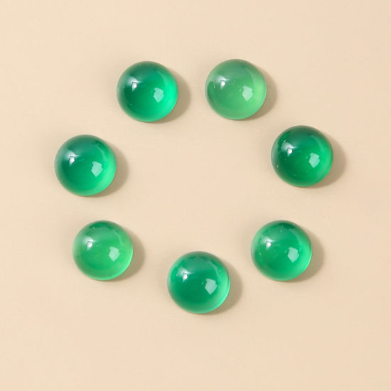 (グレード7A) 瑪瑙 ( 天然 ) カボション 円形 緑 4mm 直径、 5 個 の画像