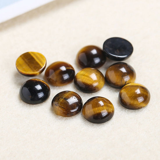 Picture of (Grade A) Tiger's Eyes ( Natural ) Dome Seals Cabochon Round Brown 6mm Dia., 5 PCs