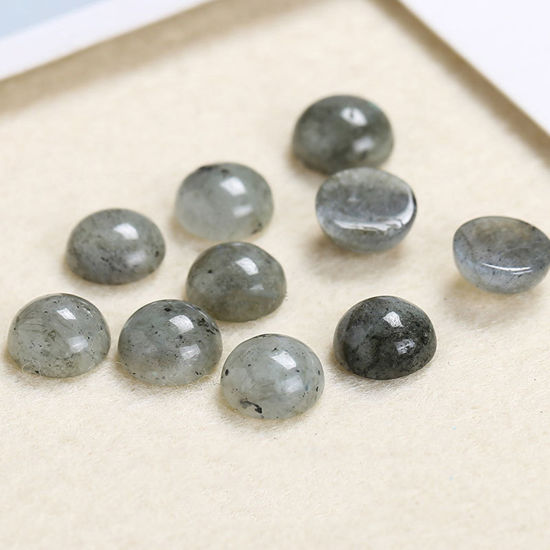 Picture of (Grade A) Spectrolite ( Natural ) Dome Seals Cabochon Round French Gray 6mm Dia., 5 PCs
