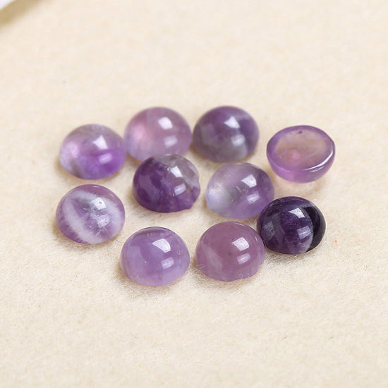 Picture of (Grade A) Amethyst ( Natural ) Dome Seals Cabochon Round Purple 8mm Dia., 5 PCs