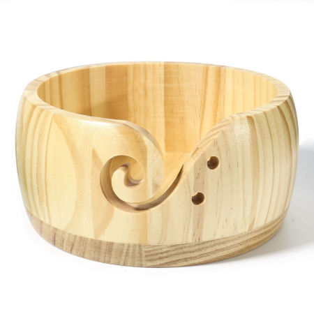 Imagen de Madera de Pino Cuenco para Hilo, Herramienta Organizadora para Almacenamiento de Lana de Ganchillo De color crema 17cm, 1 Unidad