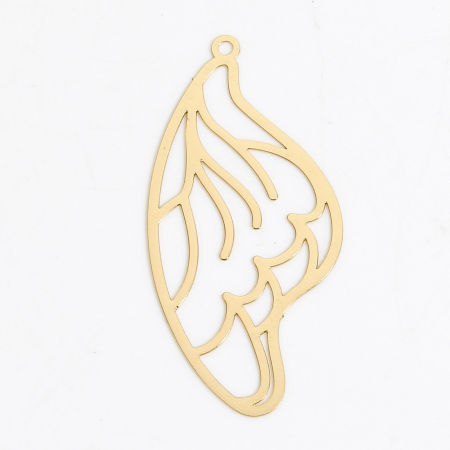 Image de 10 Pcs Breloques Estampe en Filigrane en Alliage de Fer Plaqué Or KC Aile de Papillon Creux 4.4cm x 2.1cm