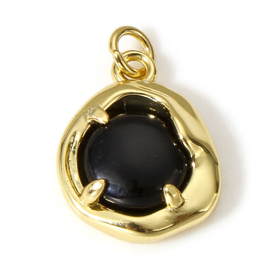 Bild von 1 Stück Messing Charms 18K Echtgold plattiert Unregelmäßig Imitat Halbedelstein 16.5mm x 11mm