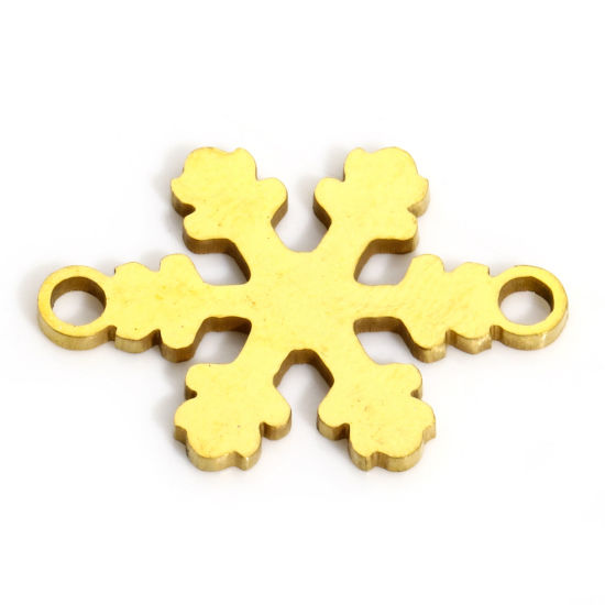 Picture of 5 PCs 202 Stainless Steel Connectors Charms Pendants Gold Plated Christmas Snowflake 19mm x 13mm