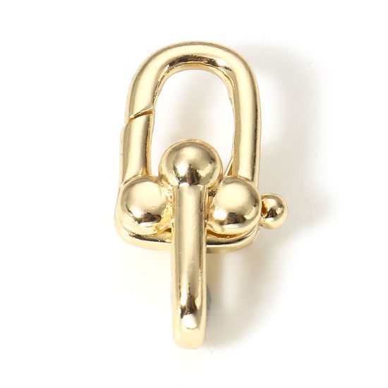 Picture of 2 PCs Brass Connectors Charms Pendants Link Chain 18K Real Gold Plated 19.5mm x 10.5mm